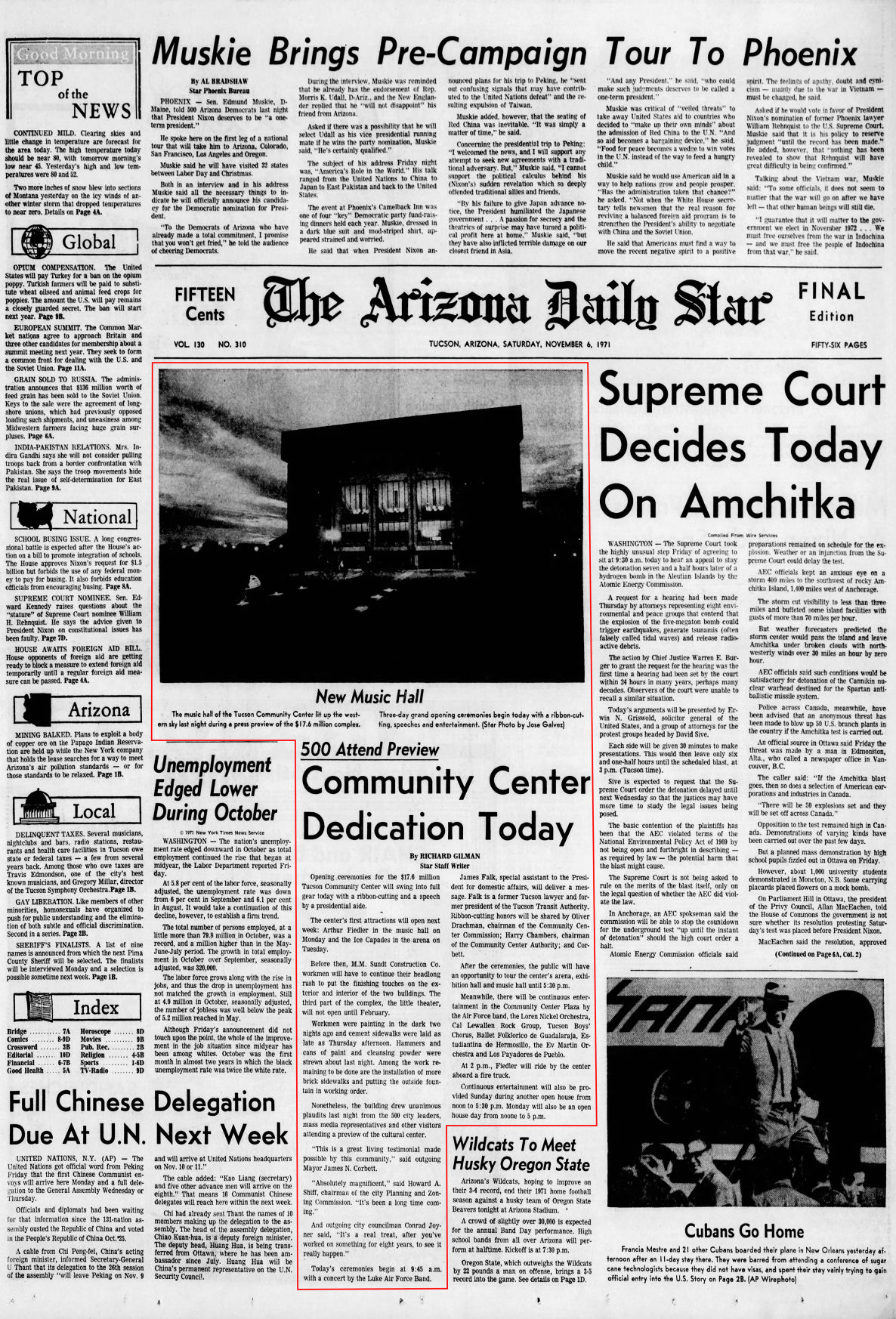 Nov. 6, 1971: Tucson Community Center opens
